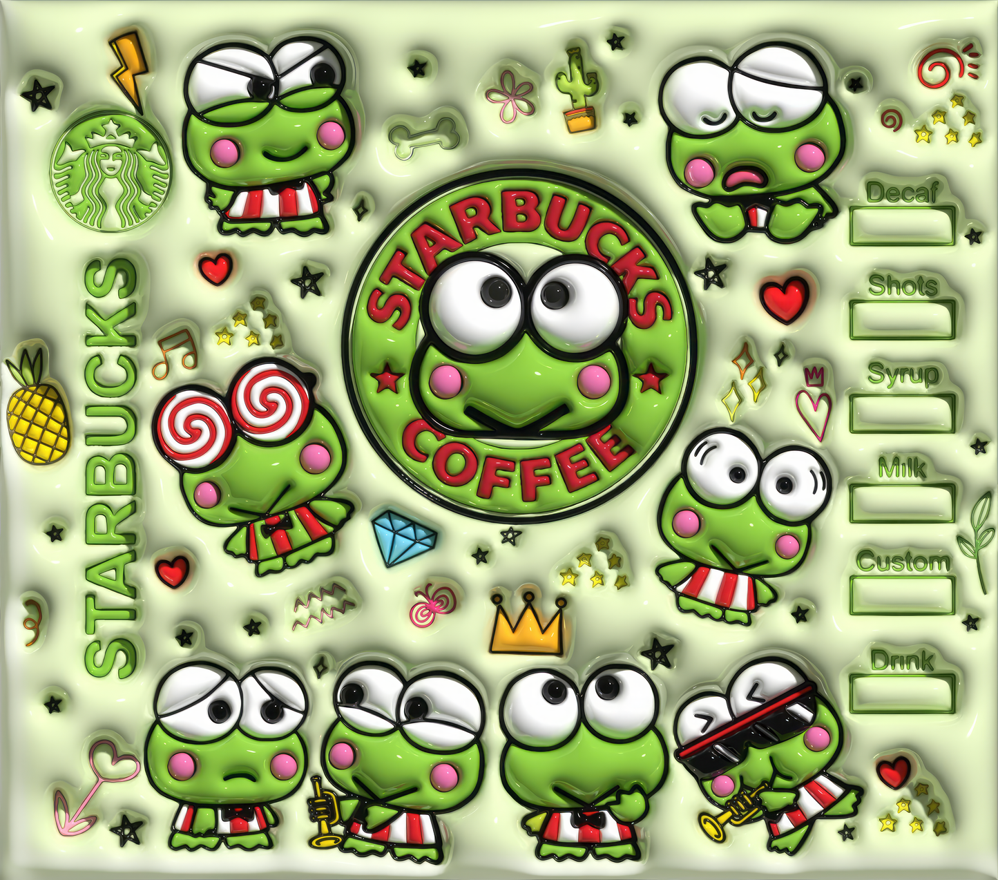 Tumbler 20 oz de Keroppi con Popote y Limpiador 🐸💚