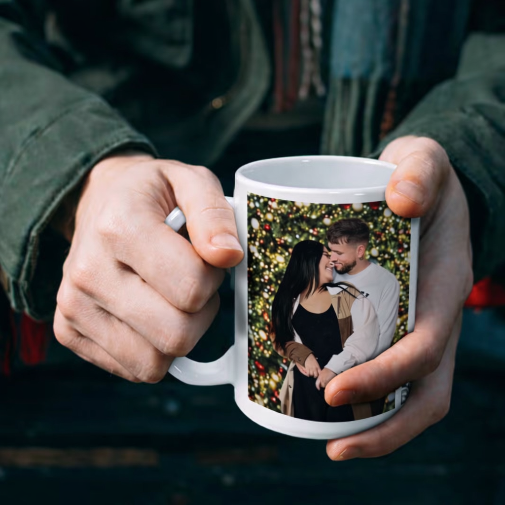 Taza Personalizada 15 oz con Foto + Tapa de Bambú y Cucharita | Regalo Único 🎁