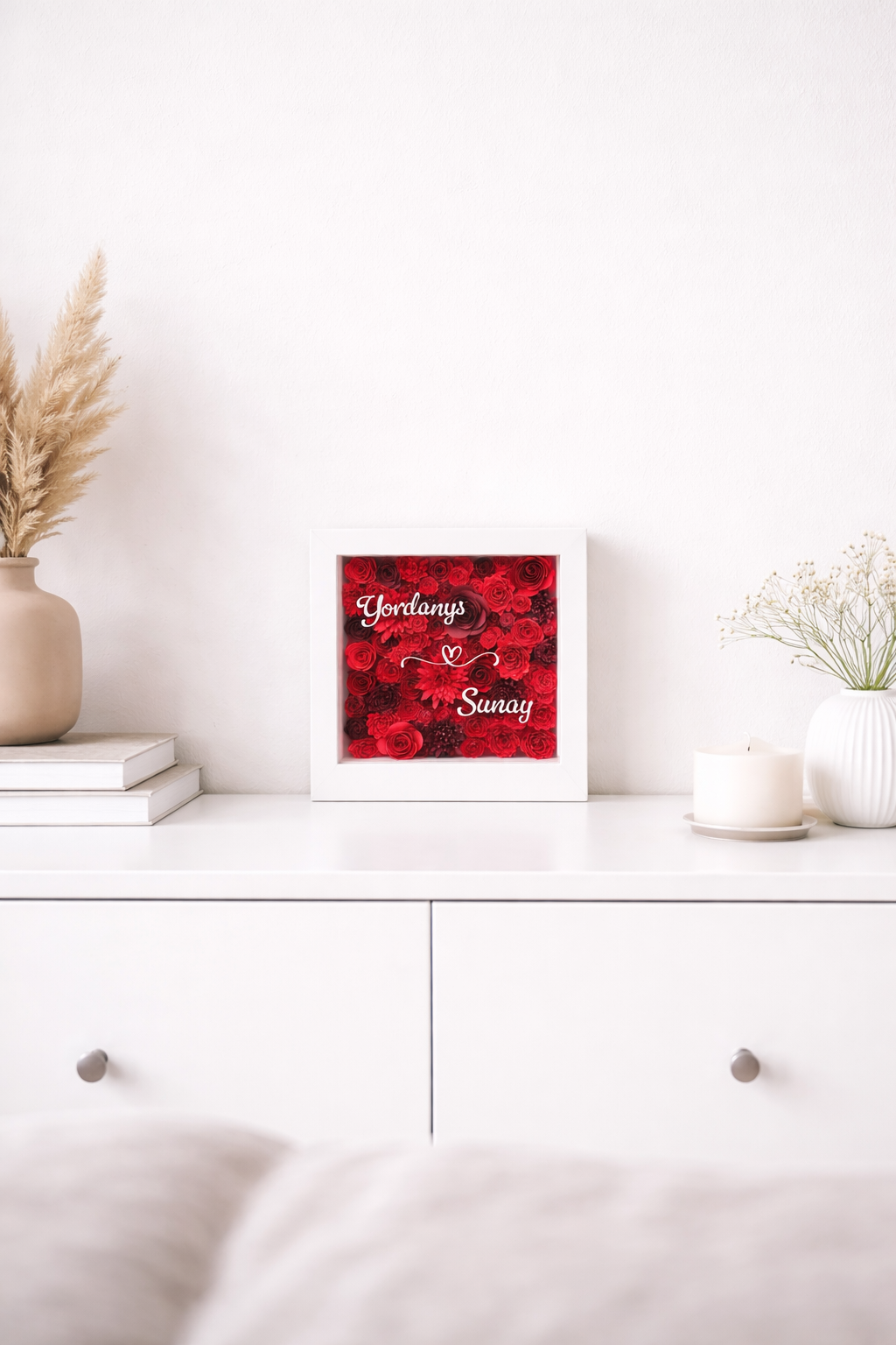 Shadow Box Flores 3D Personalizado con Nombre en Vinil