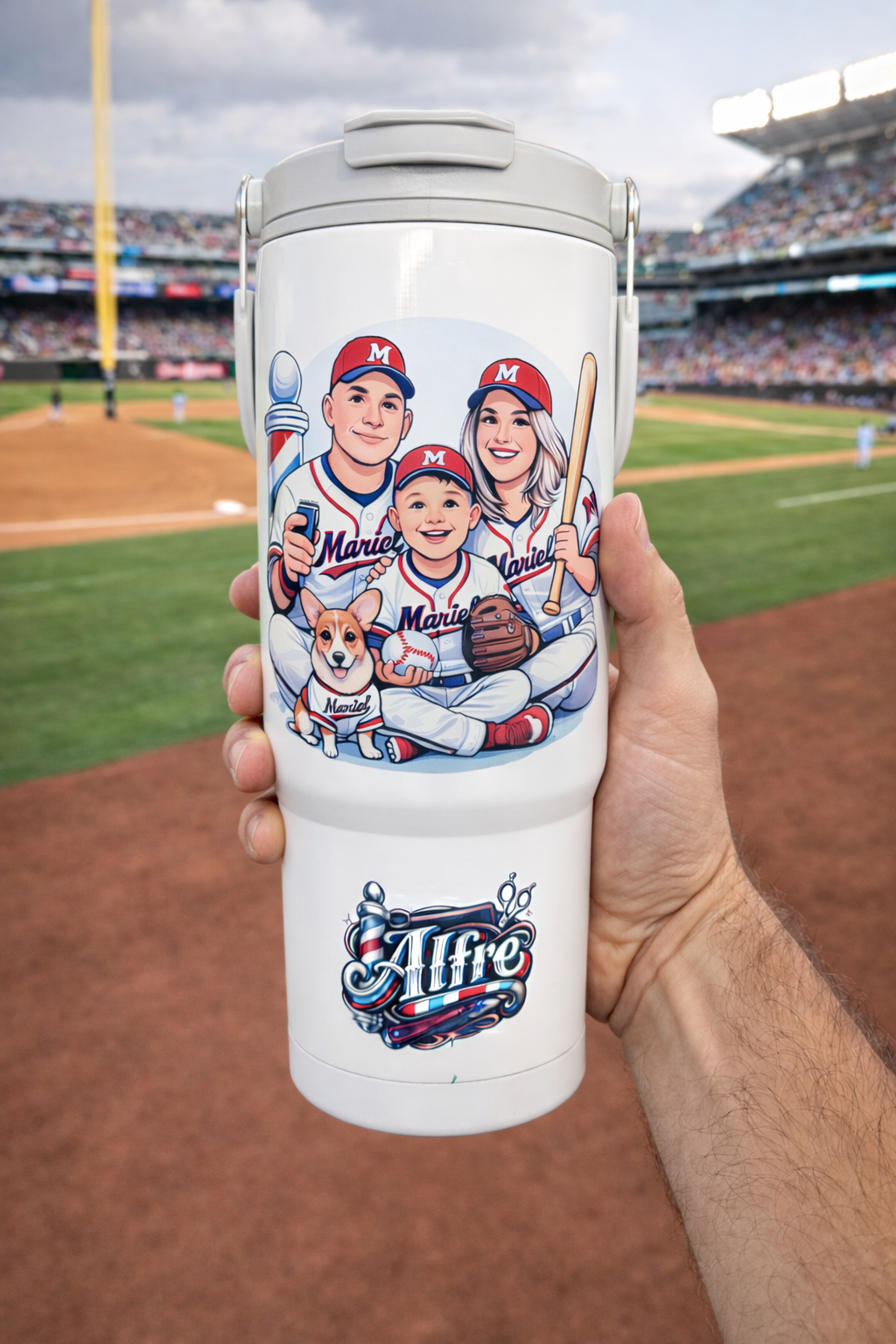 Tumbler Personalizado 30oz con Caricatura + Nombre ✨ (Con Asa y Tapa 2 en 1)