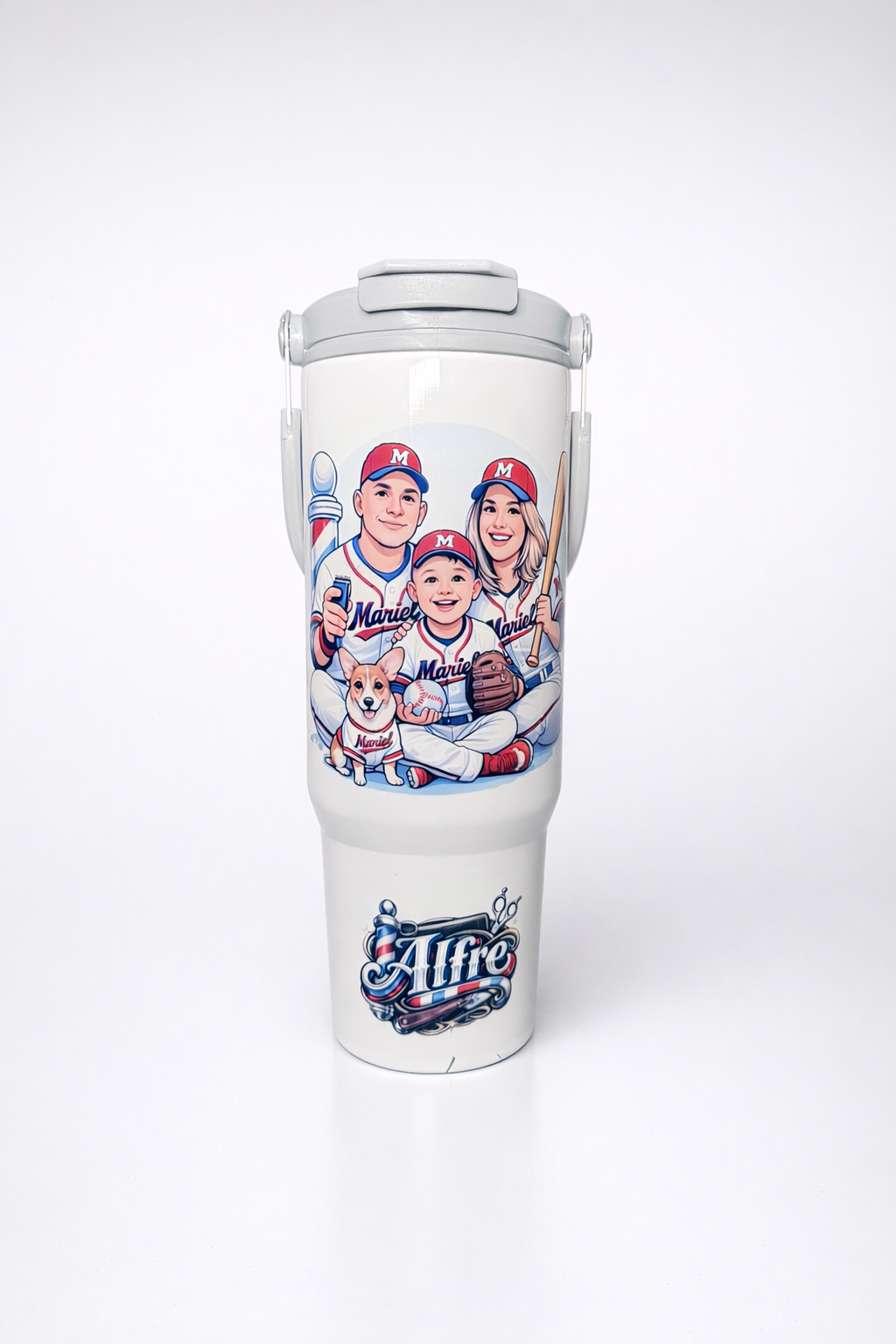 Tumbler Personalizado 30oz con Caricatura + Nombre ✨ (Con Asa y Tapa 2 en 1)