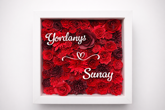 Shadow Box Flores 3D Personalizado con Nombre en Vinil