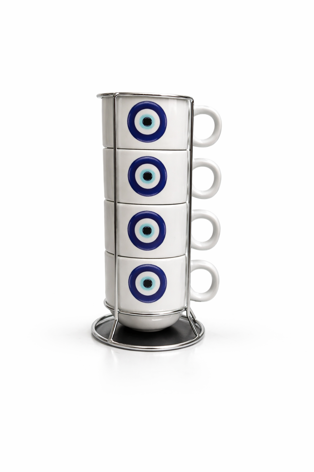 Set de Tazas de Café Espresso 6 oz con Soporte – Diseño Ojo Turco