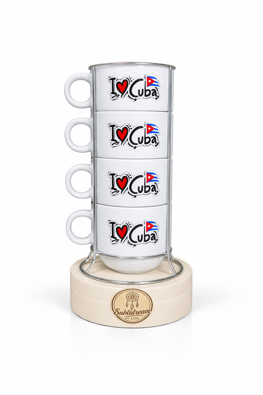 Juego de 4 tazas "I ❤️ Cuba" de 6 onzas