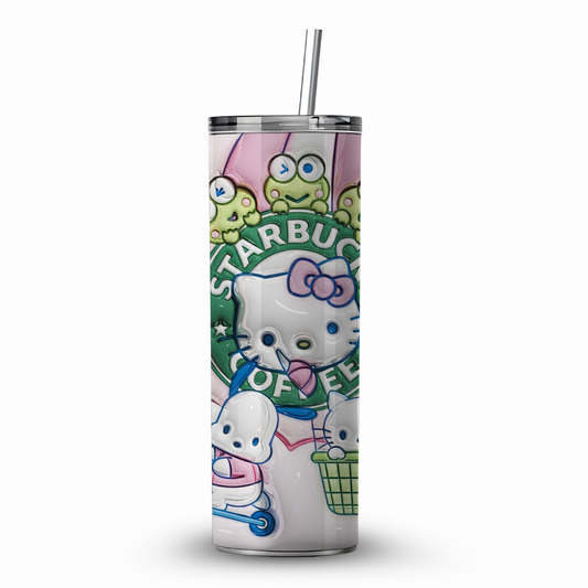 Tumbler 20 oz de Sanrio con Popote y Limpiador 🎀💖