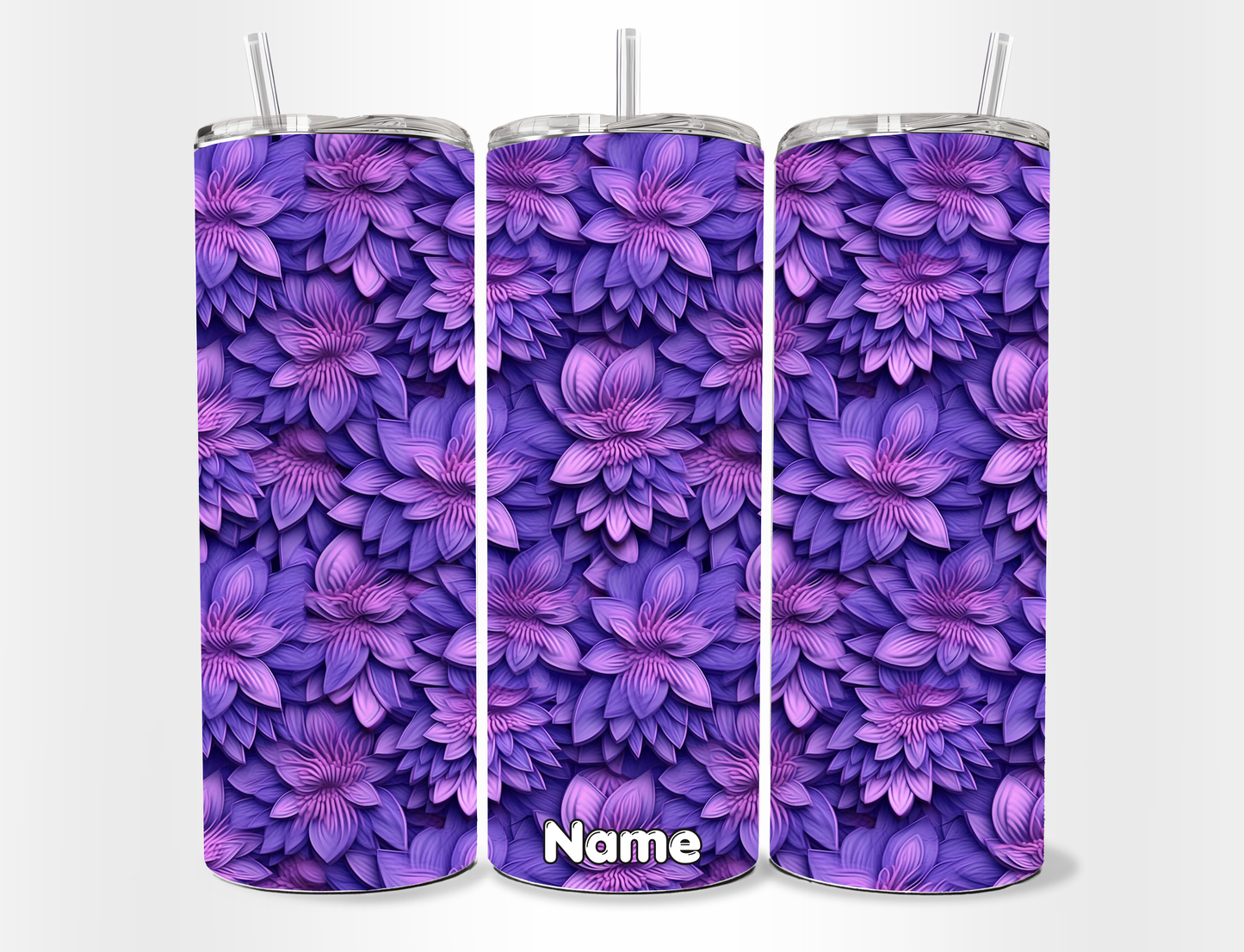 Tumbler 20 oz con Flores 3D