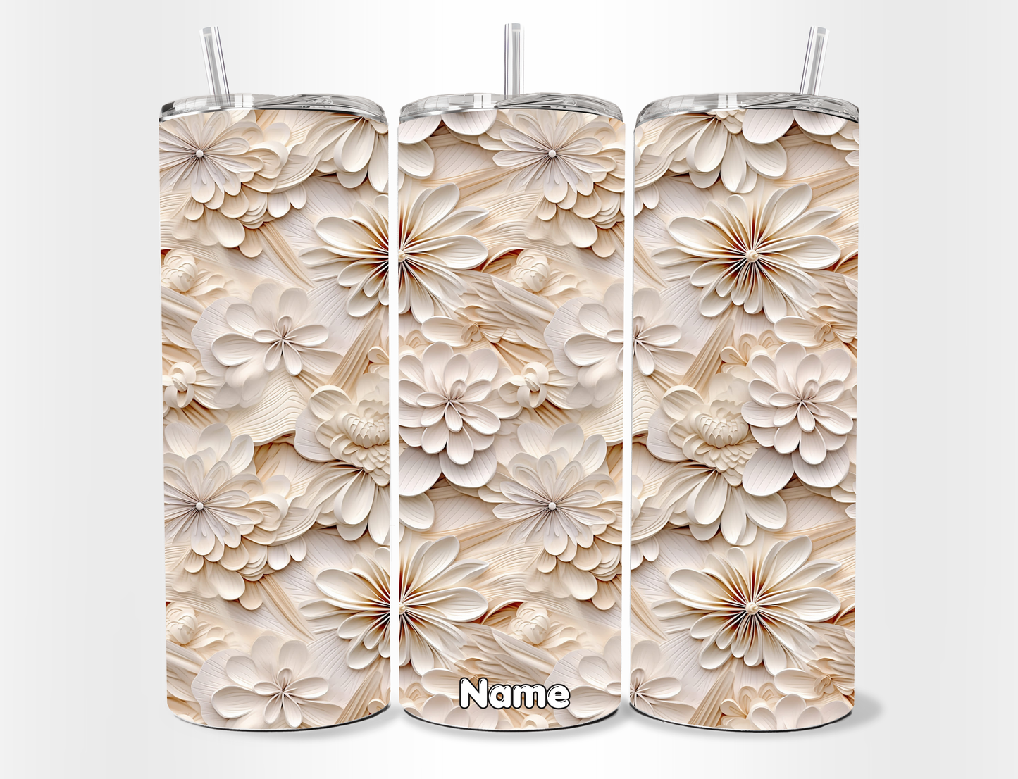 Tumbler 20 oz con Flores 3D