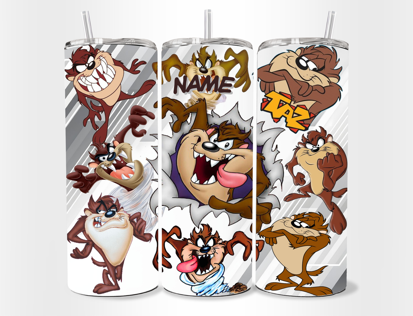 Tumbler 20 oz de Taz con Popote y Limpiador 🌪️🧡