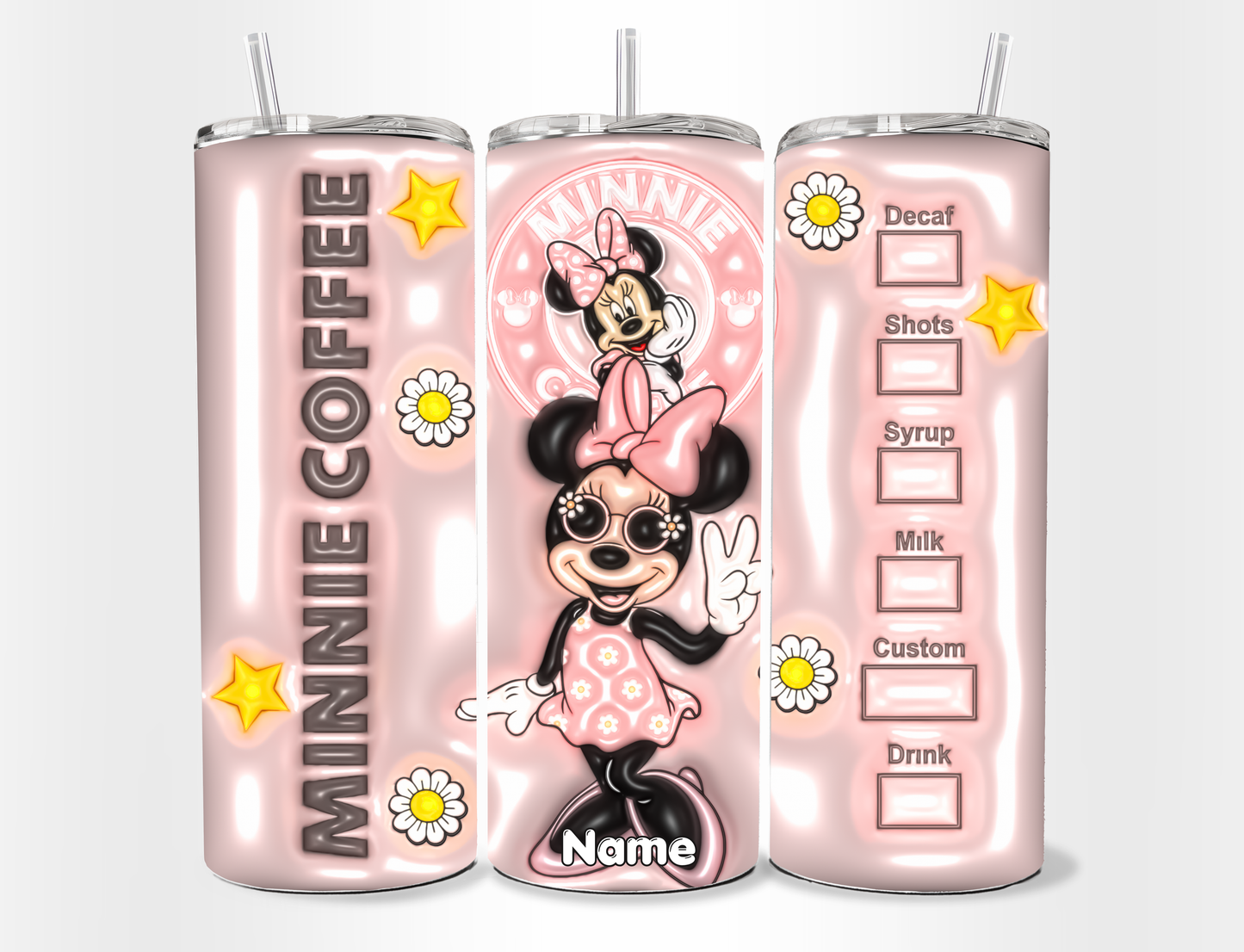 Tumbler 20 oz de Minnie Mouse con Popote y Limpiador 🎀❤️