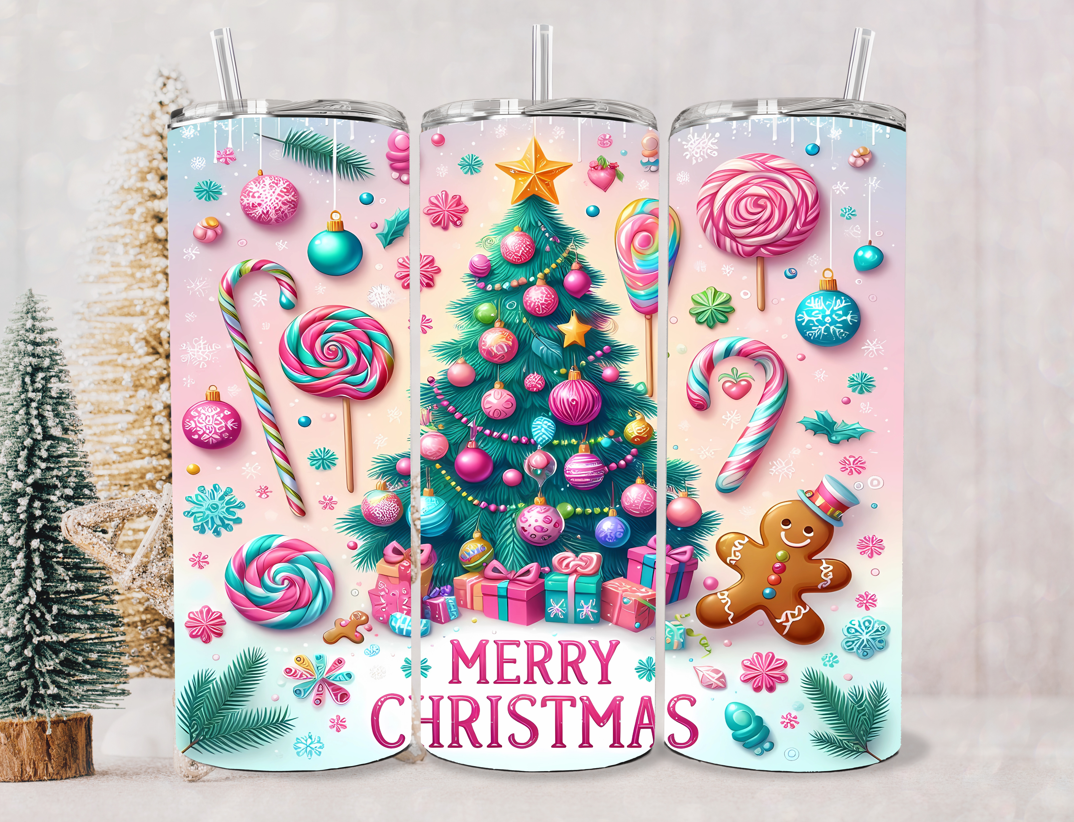 🎄 Tumbler Navideño Personalizado – 20 oz