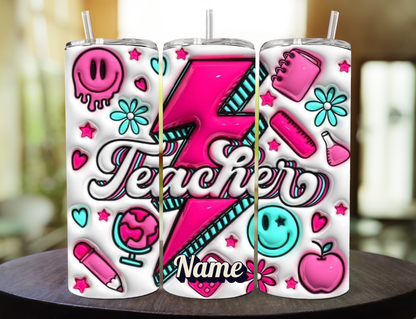 Tumbler Personalizado para Maestra | 20 oz con Popote Metálico, Limpiador y Caja de Regalo 🎁