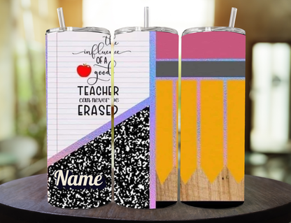 Tumbler Personalizado para Maestra | 20 oz con Popote Metálico, Limpiador y Caja de Regalo 🎁