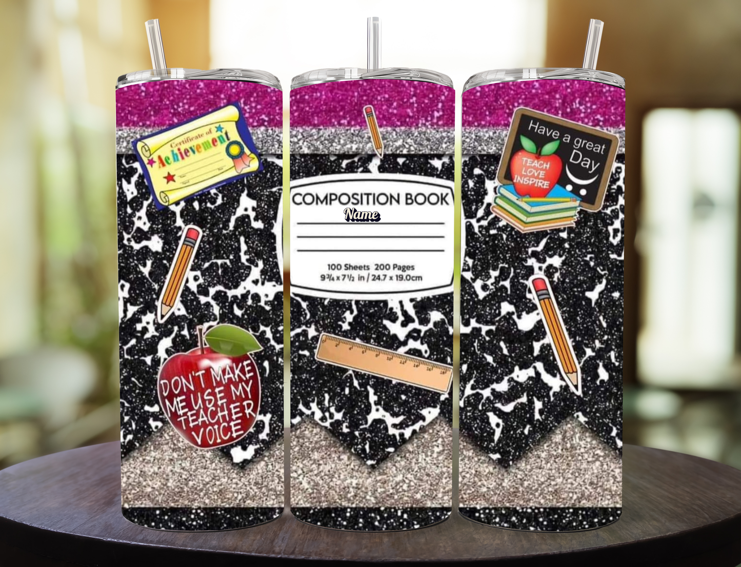 Tumbler Personalizado para Maestra | 20 oz con Popote Metálico, Limpiador y Caja de Regalo 🎁