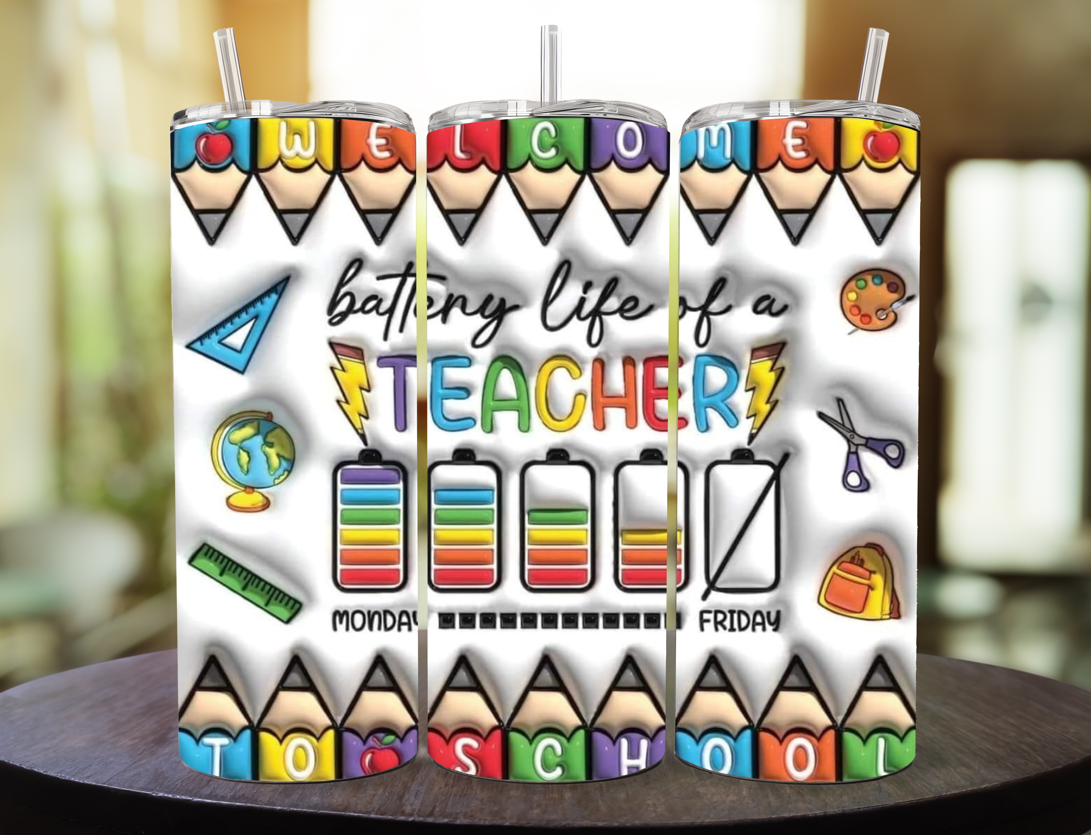 Tumbler Personalizado para Maestra | 20 oz con Popote Metálico, Limpiador y Caja de Regalo 🎁