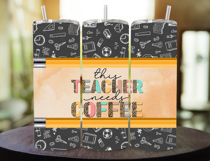 Tumbler Personalizado para Maestra | 20 oz con Popote Metálico, Limpiador y Caja de Regalo 🎁