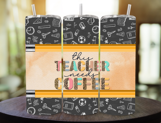 Tumbler Personalizado para Maestra | 20 oz con Popote Metálico, Limpiador y Caja de Regalo 🎁