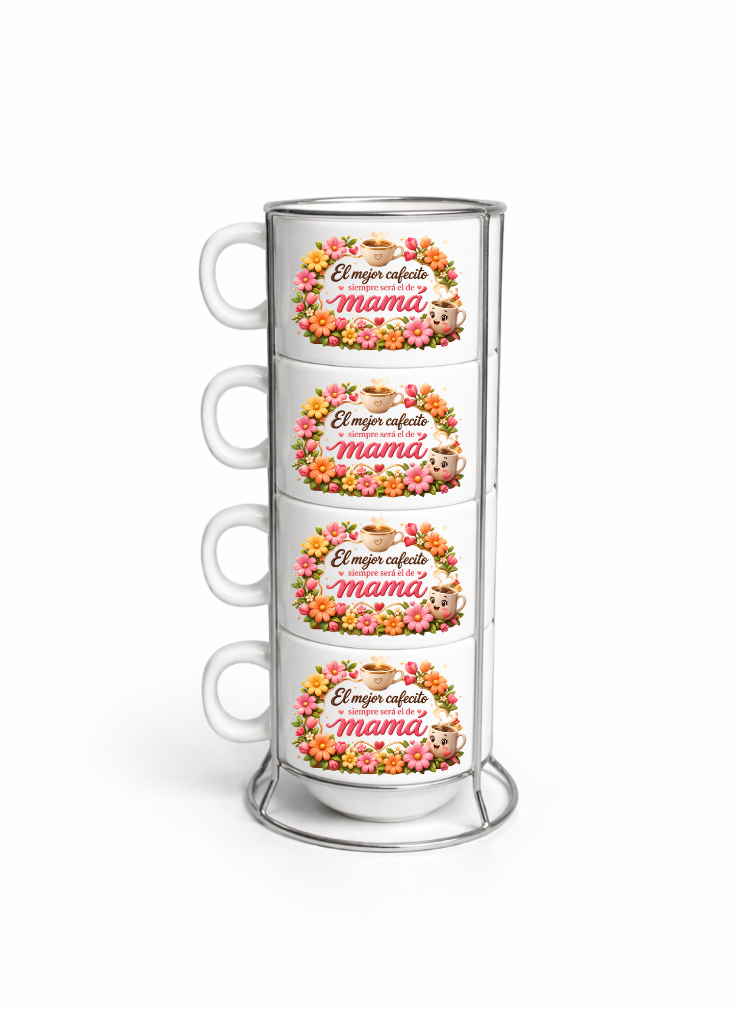 Set de Tazas de Café 6 oz “El Mejor Cafecito de Mamá” – Regalo Día de las Madres