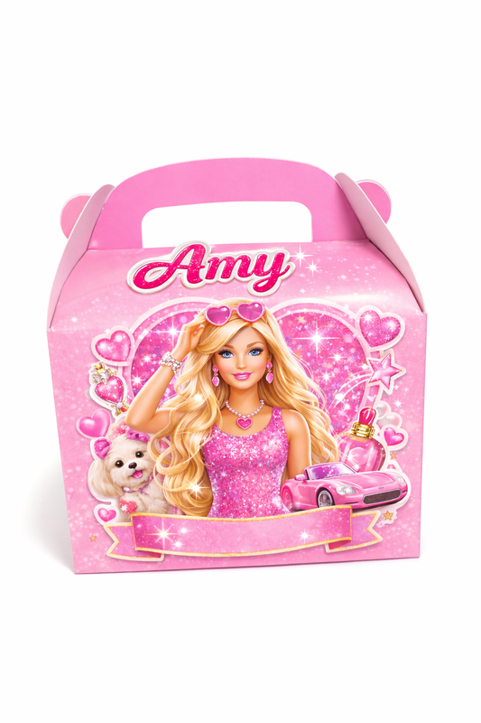 Caja Sorpresa Barbie Personalizada con Nombre – Party Favor Premium