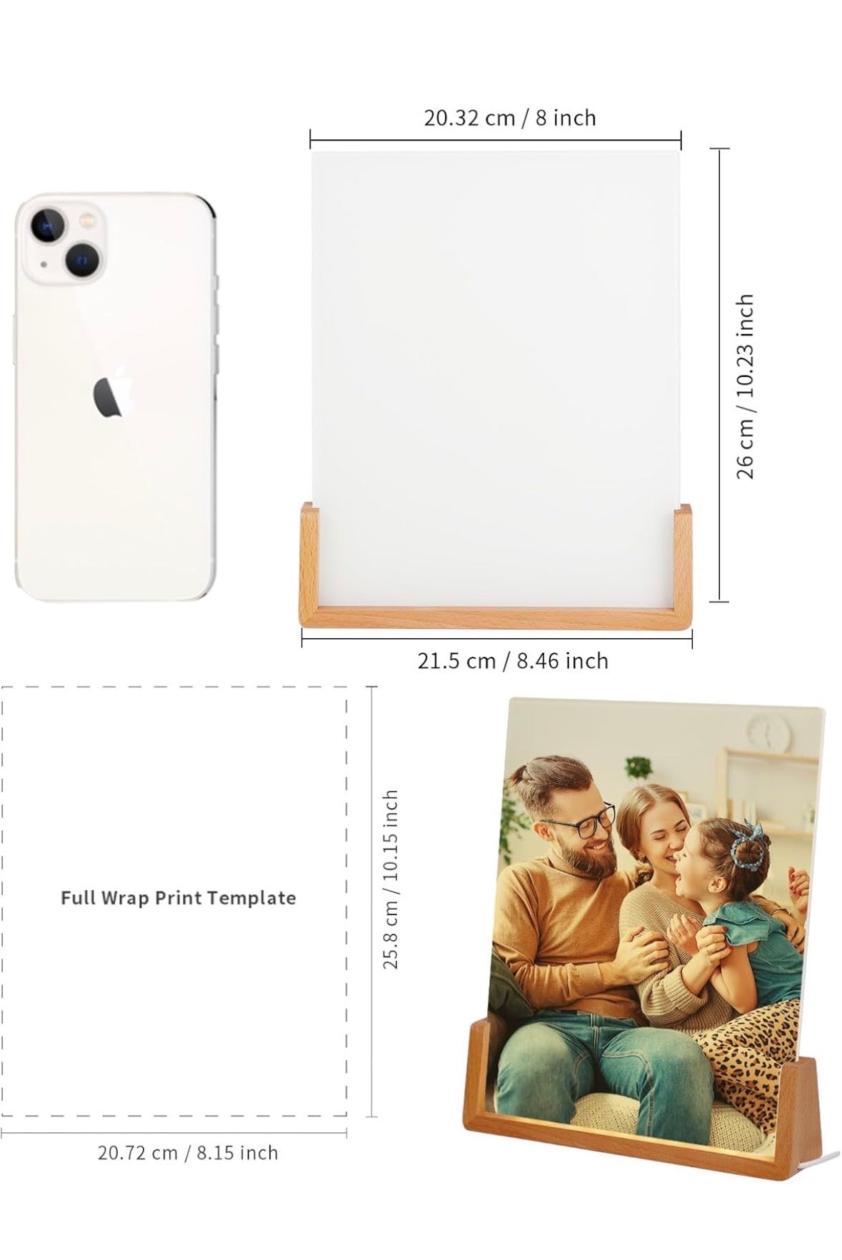 Cuadro LED Personalizado 8x10 con Luz Cálida /Marco de Vidrio + Base de Madera/Regalo con Foto