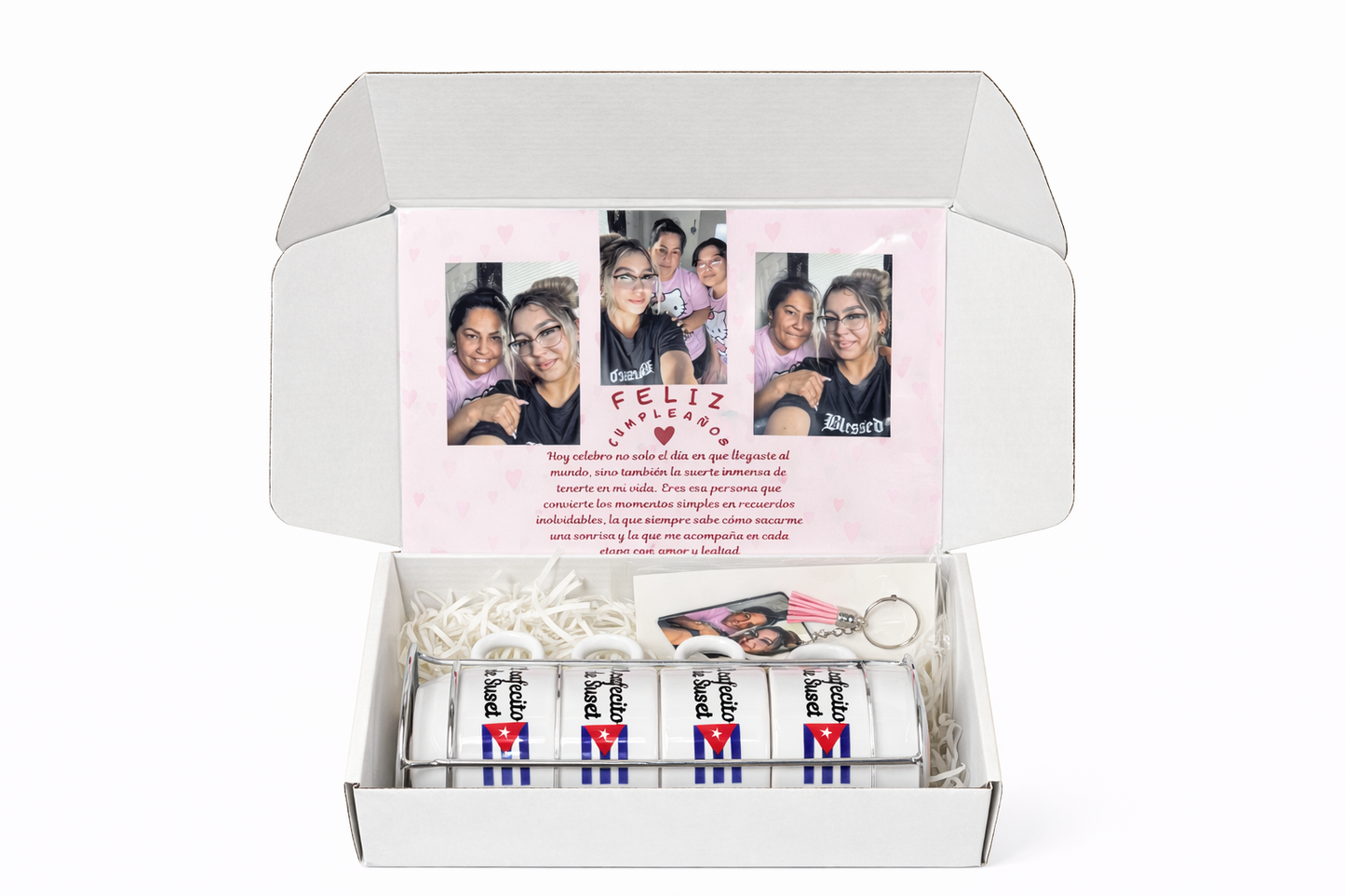 🎁 Caja de Regalo Personalizada con Tazas + Llavero + Dedicatoria