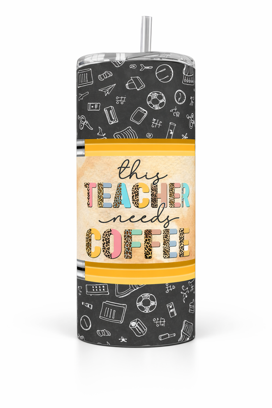 Tumbler Personalizado para Maestra | 20 oz con Popote Metálico, Limpiador y Caja de Regalo 🎁