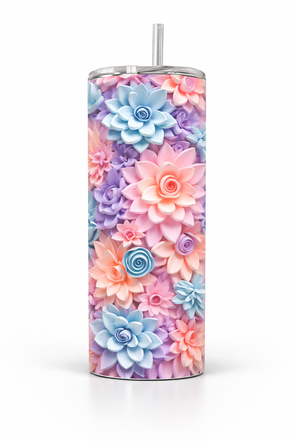 Tumbler 20 oz con Flores 3D